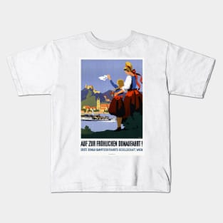 Donaufahrt Danube Austria Vintage Poster 1935 Kids T-Shirt